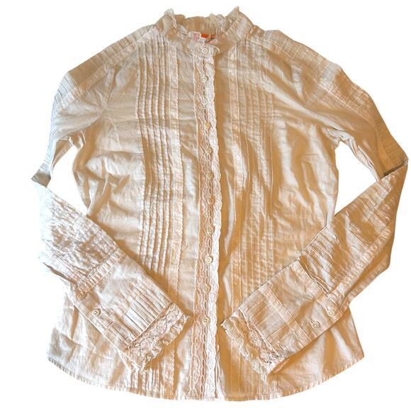 Juicy Couture Victorian Steampunk Ruffle Pintuck Regency Cotton Blouse NWOT - Picture 1 of 9